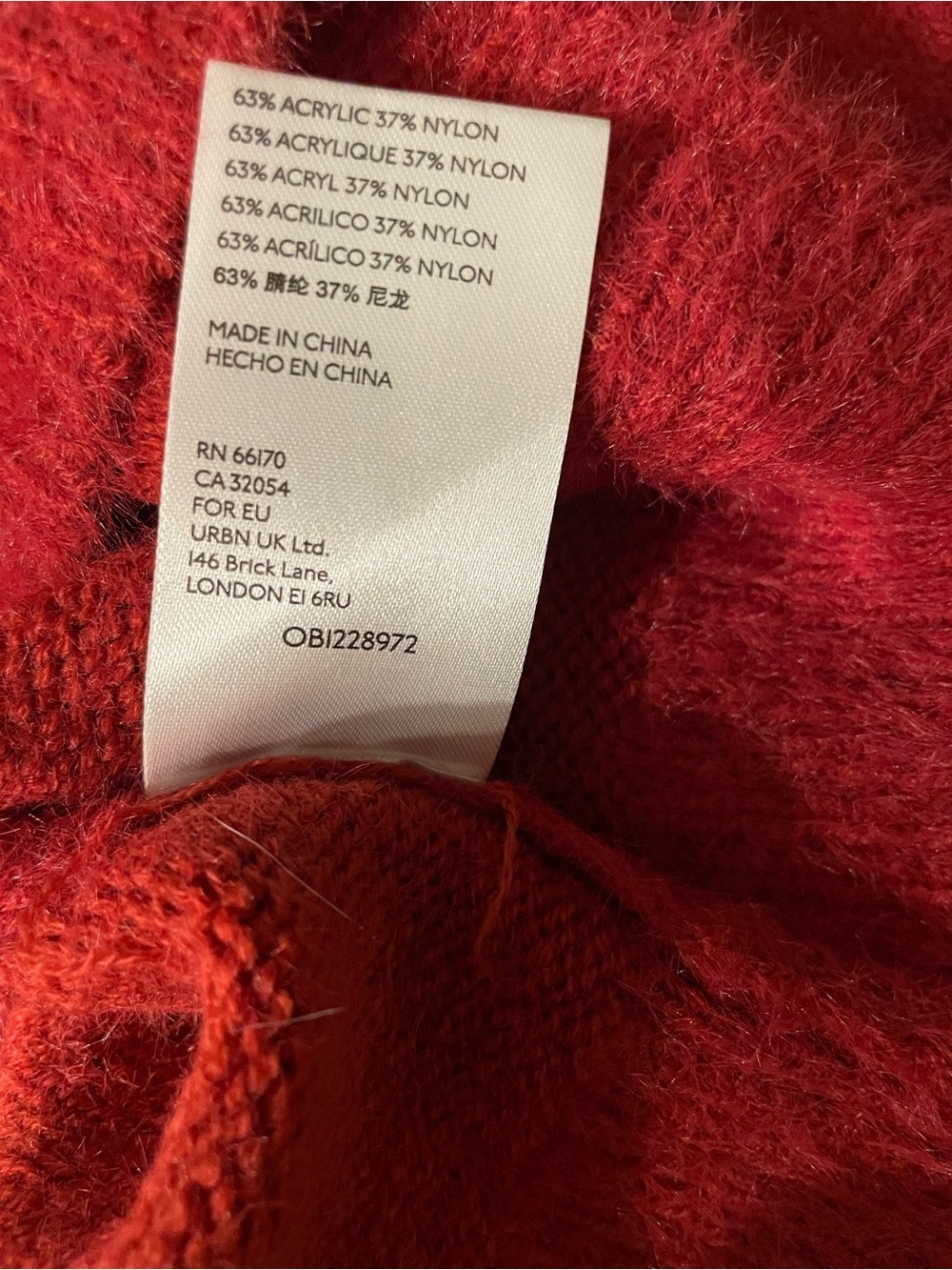 Urban Outfitters Women's Red Solid Fuzzy Knit Cropped Pullover Sweater S - Picture 6 of 9